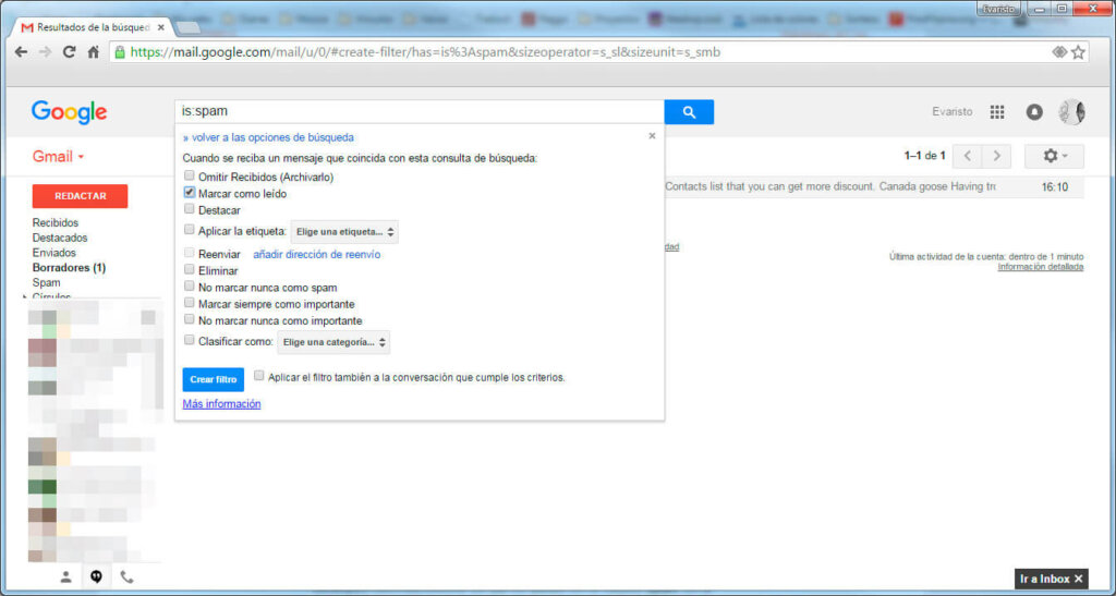 Marcar automáticamente como leído en GMail.