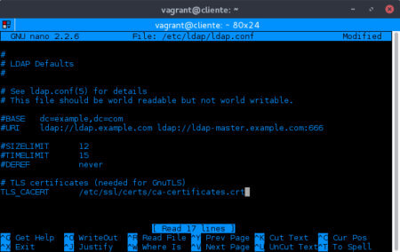 Configuración de un cliente LDAP.