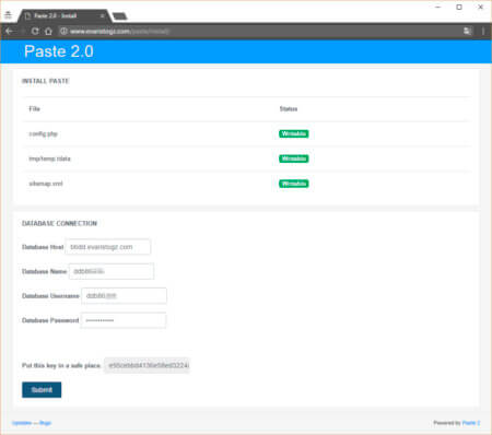 Instalación de Paste, un fork de Pastebin.