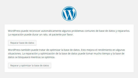 Utilidad de WordPress para optimizar las tablas de la base de datos.
