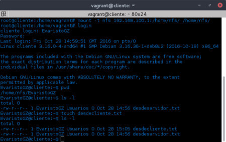 Comprobación del correcto funcionamiento del servidor LDAP y NFS.